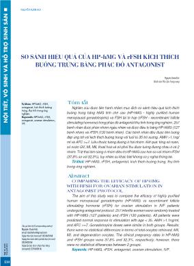 So sánh hiệu quả của HP-hMG và rFSH kích thích buồng trứng bằng phác đồ antagonist