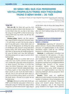 So sánh hiệu quả của pergoveris với follitropin alfa trong kích thích buồng trứng ở bệnh nhân ≥ 35 tuổi