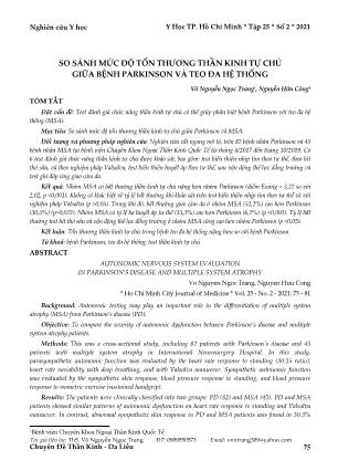 So sánh mức độ tổn thương thần kinh tự chủ giữa bệnh Parkinson và teo đa hệ thống