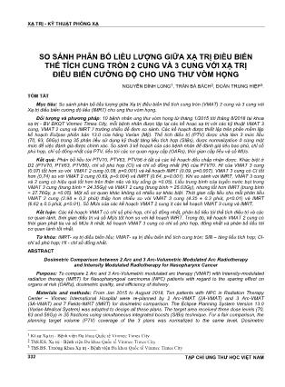 So sánh phân bố liều lượng giữa xạ trị điều biến thể tích cung tròn 2 cung và 3 cung với xạ trị điều biến cường độ cho ung thư vòm họng