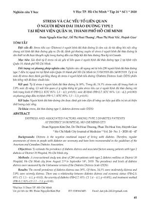Stress và các yếu tố liên quan ở người bệnh đái tháo đường type 2 tại Bệnh viện Quận 10, thành phố Hồ Chí Minh