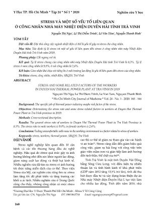 Stress và một số yếu tố liên quan ở công nhân nhà máy Nhiệt điện Duyên Hải tỉnh Trà Vinh