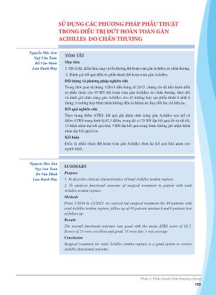 Sử dụng các phương pháp phẫu thuật trong điều trị đứt hoàn toàn gân achilles do chấn thương
