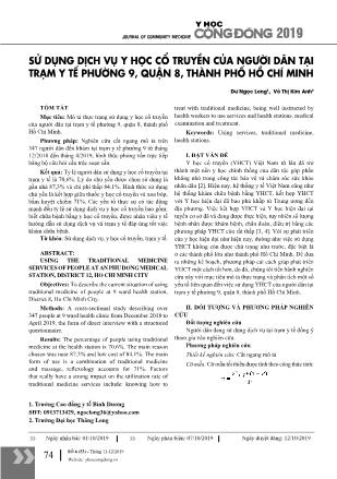 Sử dụng dịch vụ y học cổ truyền của người dân tại trạm y tế phường 9, quận 8, thành phố Hồ Chí Minh