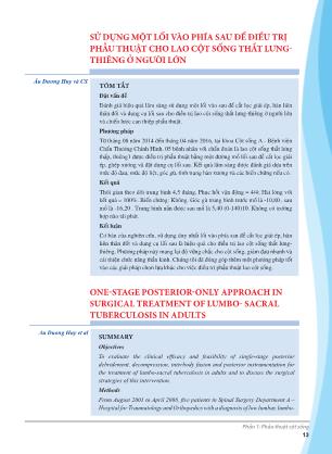 Sử dụng một lối vào phía sau để điều trị phẫu thuật cho lao cột sống thắt lưng-thiêng ở người lớn