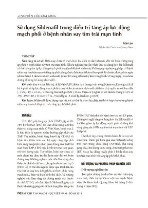 Sử dụng sildenafil trong điều trị tăng áp lực động mạch phổi ở bệnh nhân suy tim trái mạn tính