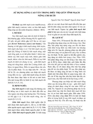 Sử dụng sóng cao tần trong điều trị giãn tĩnh mạch nông chi dưới