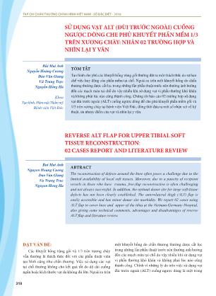 Sử dụng vạt ALT (đùi trước ngoài) cuống ngược dòng che phủ khuyết phần mềm 1/3 trên xương chày: nhân 02 trường hợp và nhìn lại y văn
