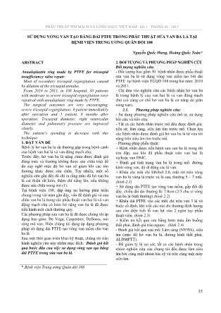 Sử dụng vòng van tạo bằng dải PTFE trong phẫu thuật sửa van ba lá Bệnh viện Trung ương Quân đội 108