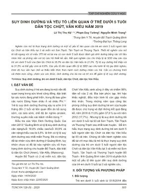 Suy dinh dưỡng và yếu tố liên quan ở trẻ dưới 5 tuổi dân tộc Chứt, Vân Kiều năm 2019