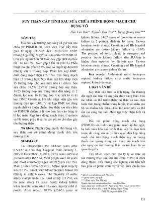 Suy thận cấp tính sau sửa chữa phình động mạch chủ bụng vỡ