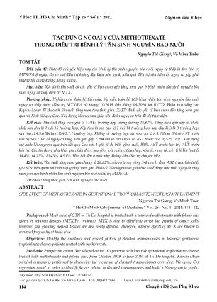 Tác dụng ngoại ý của methotrexate trong điều trị bệnh lý tân sinh nguyên bào nuôi