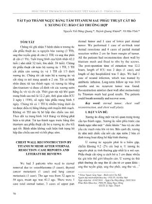Tái tạo thành ngực bằng tấm Titanium sau phẫu thuật cắt bỏ u xương ức: Báo cáo trường hợp