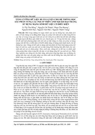 Tăng cường dữ liệu huấn luyện cho hệ thống học sâu phân vùng các polyp trên ảnh nội soi đại tràng sử dụng mạng sinh dữ liệu có điều kiện