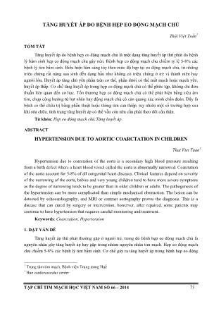 Tăng huyết áp do bệnh hẹp eo động mạch chủ