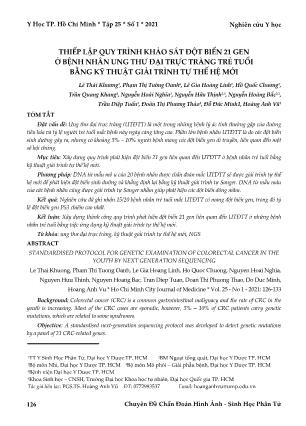 Thiếp lập quy trình khảo sát đột biến 21 gen ở bệnh nhân ung thư đại trực tràng trẻ tuổi bằng kỹ thuật giải trình tự thế hệ mới