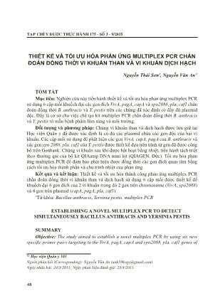 Thiết kế và tối ưu hóa phản ứng multiplex PCR chẩn đoán đồng thời vi khuẩn than và vi khuẩn dịch hạch