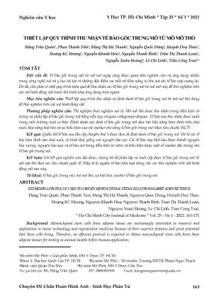 Thiết lập quy trình thu nhận tế bào gốc trung mô từ mô mỡ thỏ