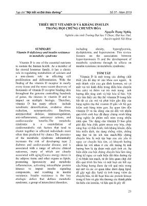 Thiếu hụt vitamin D và kháng insulin trong hội chứng chuyển hóa