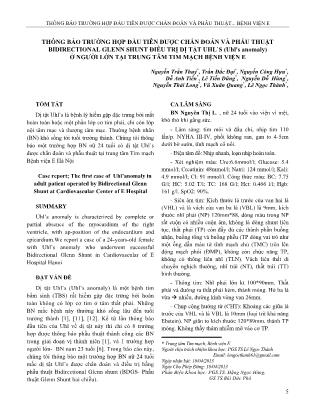 Thông báo trường hợp đầu tiên được chẩn đoán và phẫu thuật bidirectional glenn shunt điều trị dị tật uhls (Uhls anomaly) ở người lớn tại trung tâm tim mạch Bệnh viện E