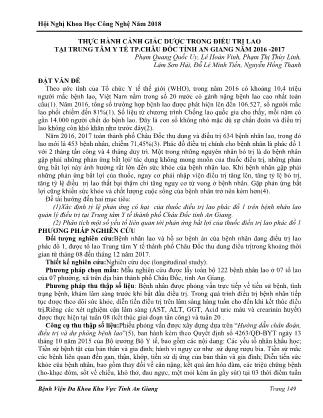 Thực hành cảnh giác dược trong điều trị lao tại trung tâm y tế TP.Châu Đốc tỉnh An Giang năm 2016-2017