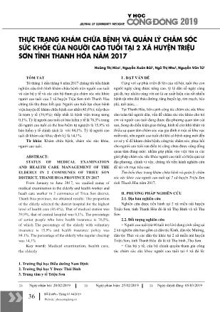 Thực trạng khám chữa bệnh và quản lý chăm sóc sức khỏe của người cao tuổi tại 2 xã huyện triệu Sơn tỉnh Thanh Hóa năm 2017
