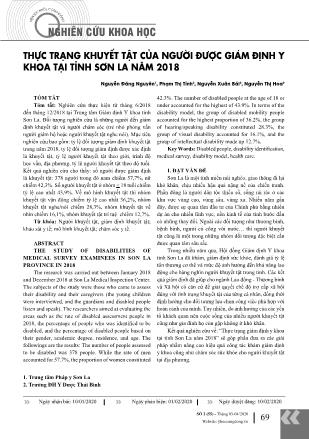 Thực trạng khuyết tật của người được giám định y khoa tại tỉnh Sơn La năm 2018