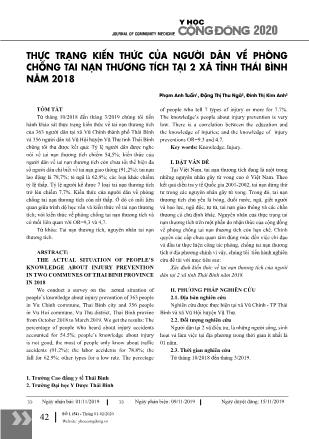 Thực trạng kiến thức của người dân về phòng chống tai nạn thương tích tại 2 xã tỉnh Thái Bình năm 2018