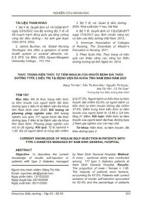 Thực trạng kiến thức tự tiêm insulin của người bệnh đái tháo đường type 2 điều trị tại Bệnh viện Đa khoa tỉnh Nam Định năm 2020