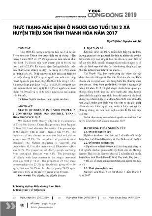 Thực trạng mắc bệnh ở người cao tuổi tại 2 xã huyện Triệu Sơn tỉnh Thanh Hóa năm 2017