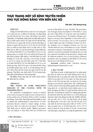 Thực trạng một số bệnh truyền nhiễm khu vực Đồng bằng ven biển Bắc Bộ