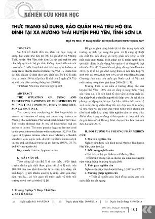 Thực trạng sử dụng, bảo quản nhà tiêu hộ gia đình tại xã Mường Thải, huyện Phù Yên, tỉnh Sơn La