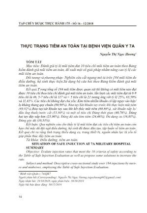 Thực trạng tiêm an toàn tại Bệnh viện Quân Y 7A