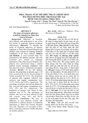 Thực trạng tuân thủ điều trị của bệnh nhân đái tháo đường điều trị ngoại trú tại Bệnh viện Đa khoa Thiệu Hóa