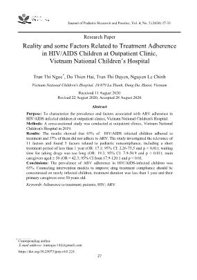 Thực trạng và một số yếu tố liên quan đến tuân thủ điều trị ở trẻ HIV/AIDS tại phòng khám ngoại trú Bệnh viện Nhi Trung ương