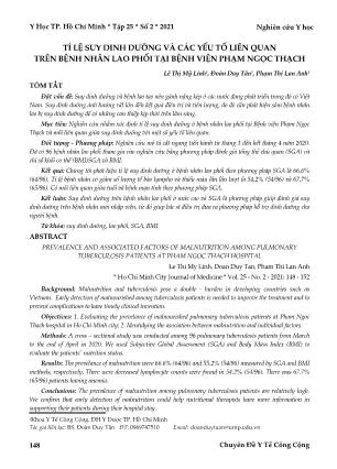 Tỉ lệ suy dinh dưỡng và các yếu tố liên quan trên bệnh nhân lao phổi tại Bệnh viện Phạm Ngọc Thạch