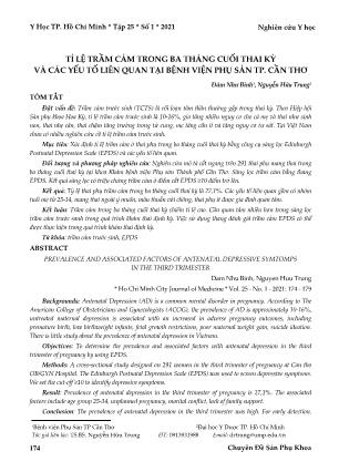 Tỉ lệ trầm cảm trong ba tháng cuối thai kỳ và các yếu tố liên quan tại Bệnh viện Phụ sản TP. Cần Thơ