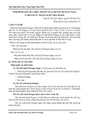 Tình hình, kết quả điều trị sốt xuất huyết Dengue nặng ở trẻ em từ tháng 01/2017 đến 09/2018