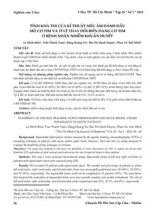 Tính khả thi của kĩ thuật siêu âm đánh dấu mô cơ tim và tỉ lệ thay đổi biến dạng cơ tim ở bệnh nhân nhiễm khuẩn huyết