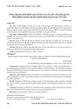 Tình trạng đột biến gen PROS1 và các yếu tố liên quan trên bệnh nhân huyết khối tĩnh mạch sâu vô căn