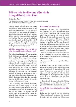 Tối ưu hóa Isoflavone đậu nành trong điều trị mãn kinh