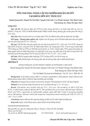 Tổn thương thận cấp do nhiễm khuẩn huyết tại khoa hồi sức tích cực
