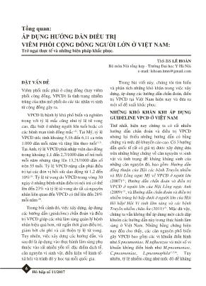 Tổng quan: Áp dụng hướng dẫn điều trị viêm phổi cộng đồng người lớn ở Việt Nam: Trở ngại thực tế và những biện pháp khắc phục