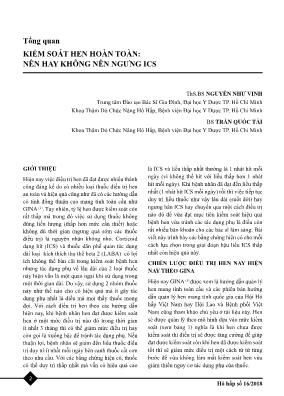 Tổng quan Kiểm soát hen hoàn toàn: nên hay không nên ngưng ICS