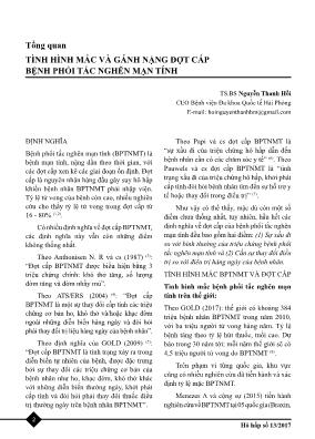 Tổng quan Tình hình mắc và gánh nặng đợt cấp bệnh phổi tắc nghẽn mạn tính
