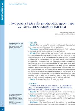 Tổng quan về cải tiến thuốc uống tránh thai và các tác dụng ngoài tránh thai