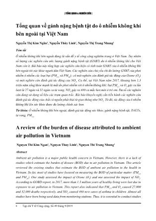 Tổng quan về gánh nặng bệnh tật do ô nhiễm không khí bên ngoài tại Việt Nam
