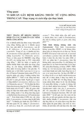 Tổng quan: Vi khuẩn gây bệnh kháng thuốc từ cộng đồng trong CAP: Thực trạng và cách tiếp cận thực hành