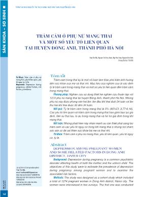 Trầm cảm ở phụ nữ mang thai và một số yếu tố liên quan tại huyện Đông Anh, thành phố Hà Nội