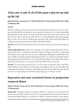 Trầm cảm và một số yếu tố liên quan ở phụ nữ sau sinh tại Hà Nội
